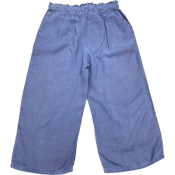 Anthropologie Cloth and Stone Blue Linen Drawstring Wide Leg Crop Pants - Picture 7 of 8